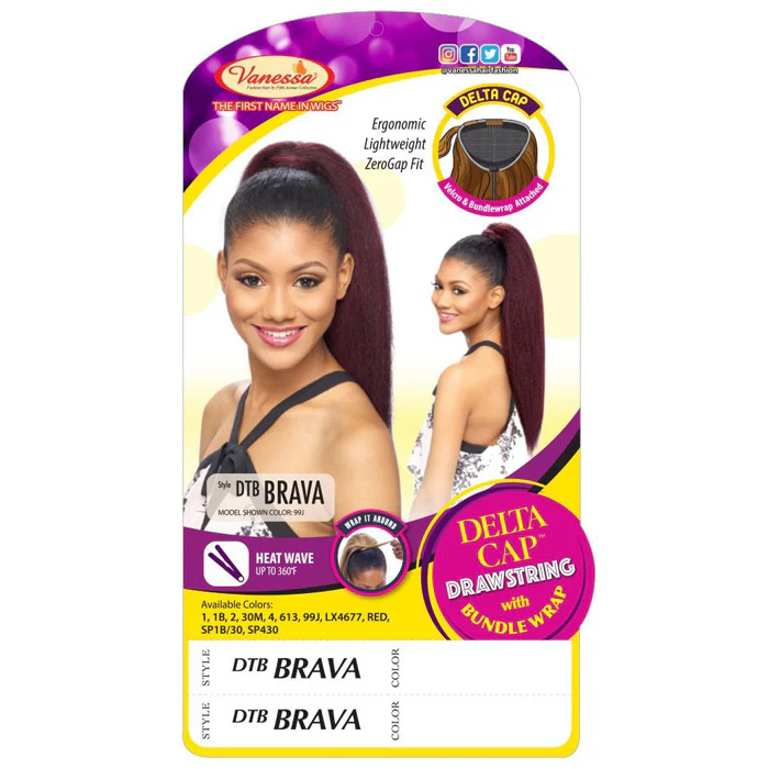 Vanessa Delta Cap Drawstring With Bundle Wrap Express Curl Ponytail - DTB BRAVA - Image 4