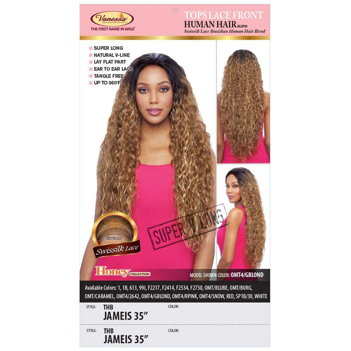 Vanessa Honey Brazilian Human Hair Blend Swissilk Parting Lace Front Wig - THB JAMEIS 35 - Image 4