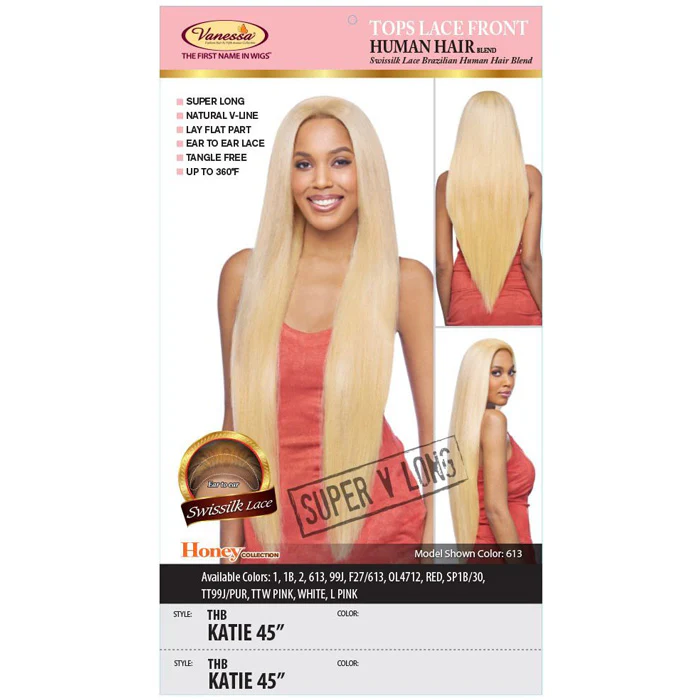 Vanessa Honey Brazilian Human Hair Blend Tops Parting Lace Front Wig - THB KATIE 45" - Image 3