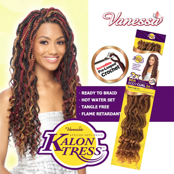 Vanessa Pre-Looped Crochet Braid African Arts - BOX BODY CURL 24" 2X - Image 5