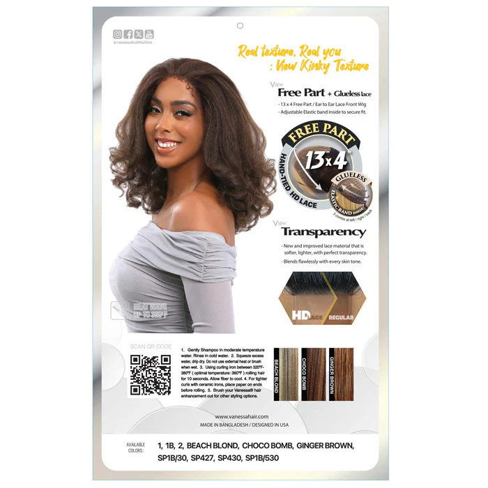 Vanessa View Kinky 134 Glueless 13x4 HD Lace Frontal Wig - ANVIE - Image 4