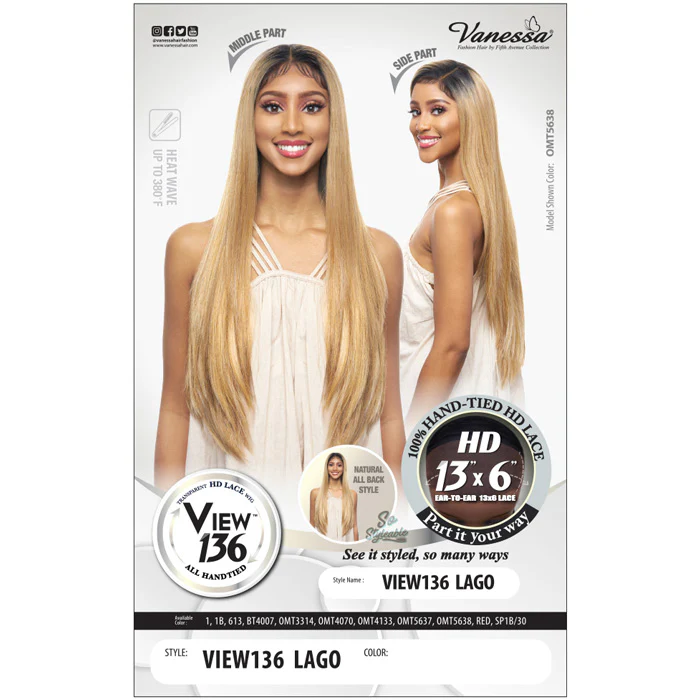 Vanessa View136 HD Hand-Tied 13x6 Lace Front Wig - VIEW136 LAGO - Image 4