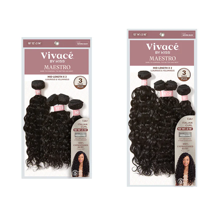 Vivace By Kiss Maestro Bundle Multi 3 Packs Plus Weave - ITALIAN CURL - 100% UNPROCESSED REMY HUMAN HAIR - Image 5