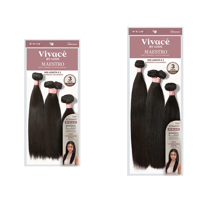 Vivace By Kiss Maestro Bundle Multi 3 Packs Plus Weave - STRAIGHT 100% UNPROCESSED REMY HUMAN HAIR - Image 6