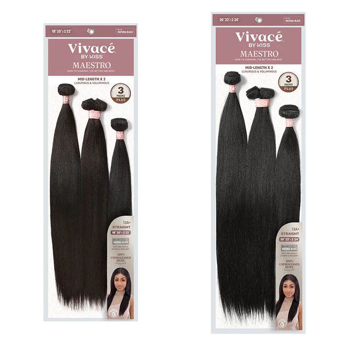 Vivace By Kiss Maestro Bundle Multi 3 Packs Plus Weave - STRAIGHT 100% UNPROCESSED REMY HUMAN HAIR - Image 7