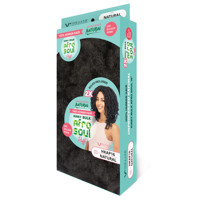 Vivica A Fox Afro Soul Puff 100% Human Hair Unprocessed Natural 2X Kinky Crochet Bulk Braids - HKAP16
