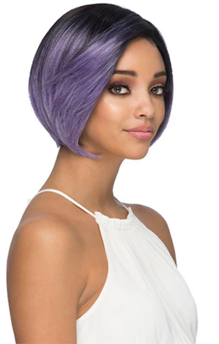 Vivica A. Fox New Futura Fiber 10" LAYERED BOB WITH SWEPT BANG & INVISIBLE SIDE CURVED PART(RIGHT) Wig - ALLEGRA - Image 3