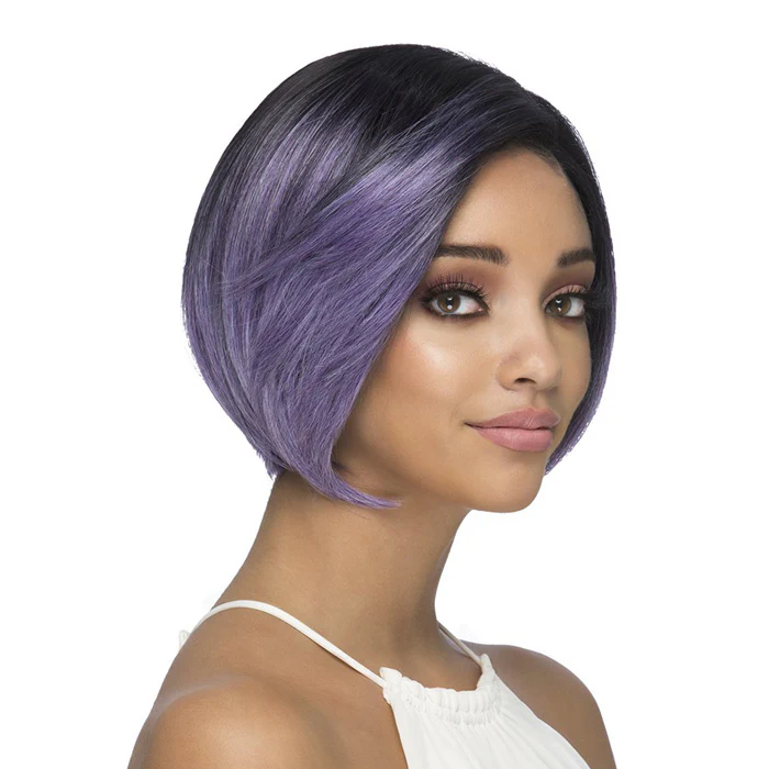 Vivica A. Fox New Futura Fiber 10" LAYERED BOB WITH SWEPT BANG & INVISIBLE SIDE CURVED PART(RIGHT) Wig - ALLEGRA - Image 5