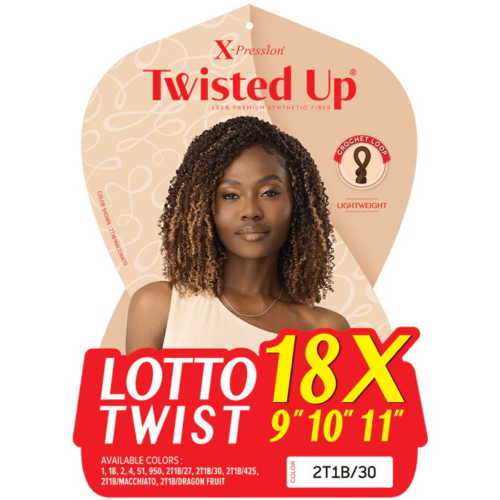 X-Pression Twisted Up Pre-Looped Crochet Braids - LOTTO TWIST 9/10/11" 18X By Outre - Image 2