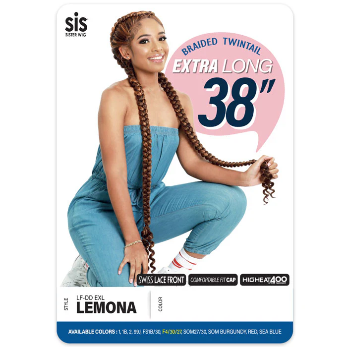 Zury Sis Braided Twintail Synthetic HD Lace Front Wig - LF-DD EXL LEMONA - Image 4