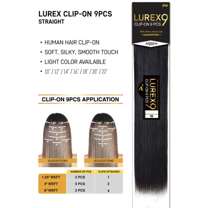 Zury Sis Lurex 100% Remy Human Hair Clip-On Weave - STRAIGHT 9 PCS 10-14" - Image 5