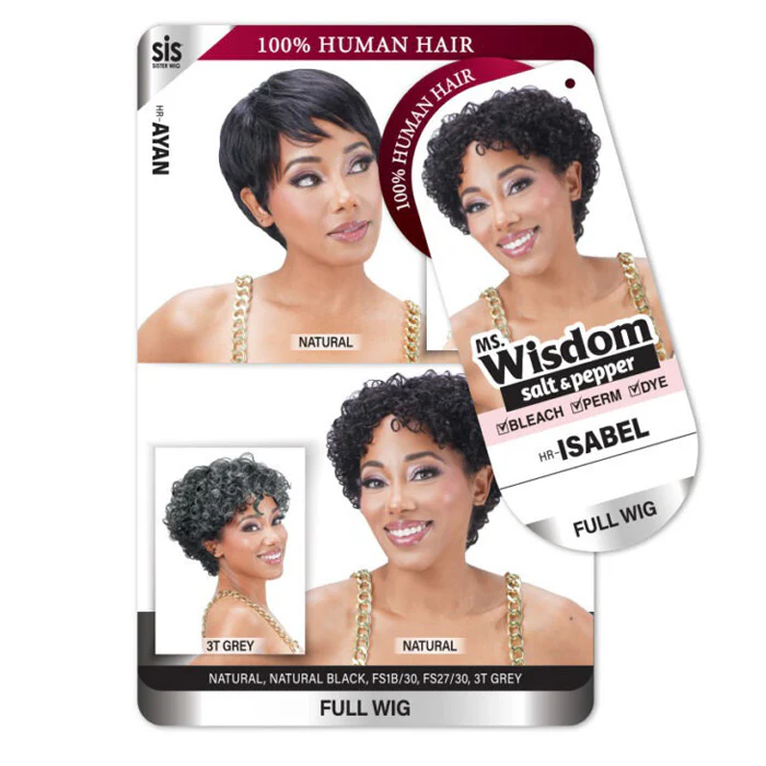 Zury Sis Ms. Wisdom Salt & Pepper 100% Human Hair Full Wig - HR-ISABEL - Image 3