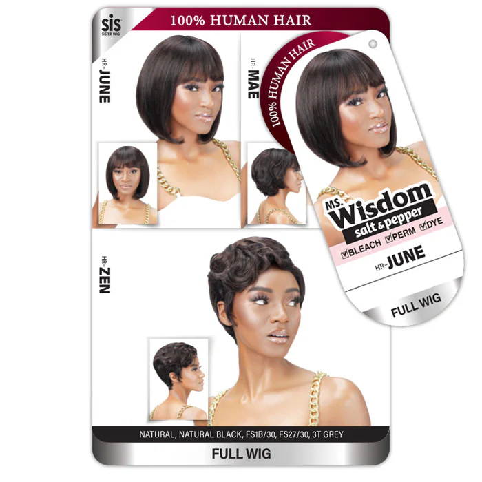 Zury Sis Ms. Wisdom Salt & Pepper 100% Human Hair Full Wig - JUNE - Image 3