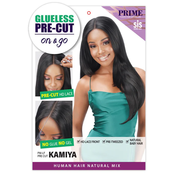 Zury Sis Prime Glueless Human Hair Blend Pre-Cut Hand-Tied HD Lace Front Wig - KAMIYA - Image 3